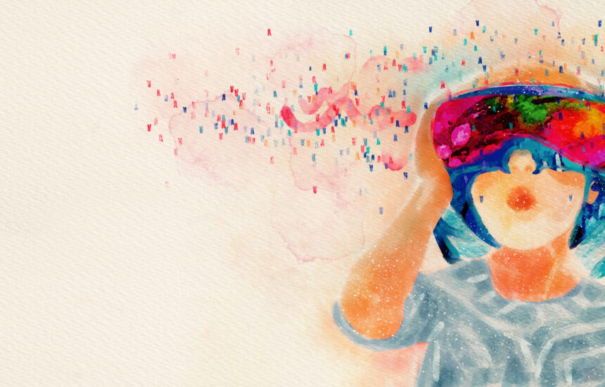 Drawing of a child using virtual reality