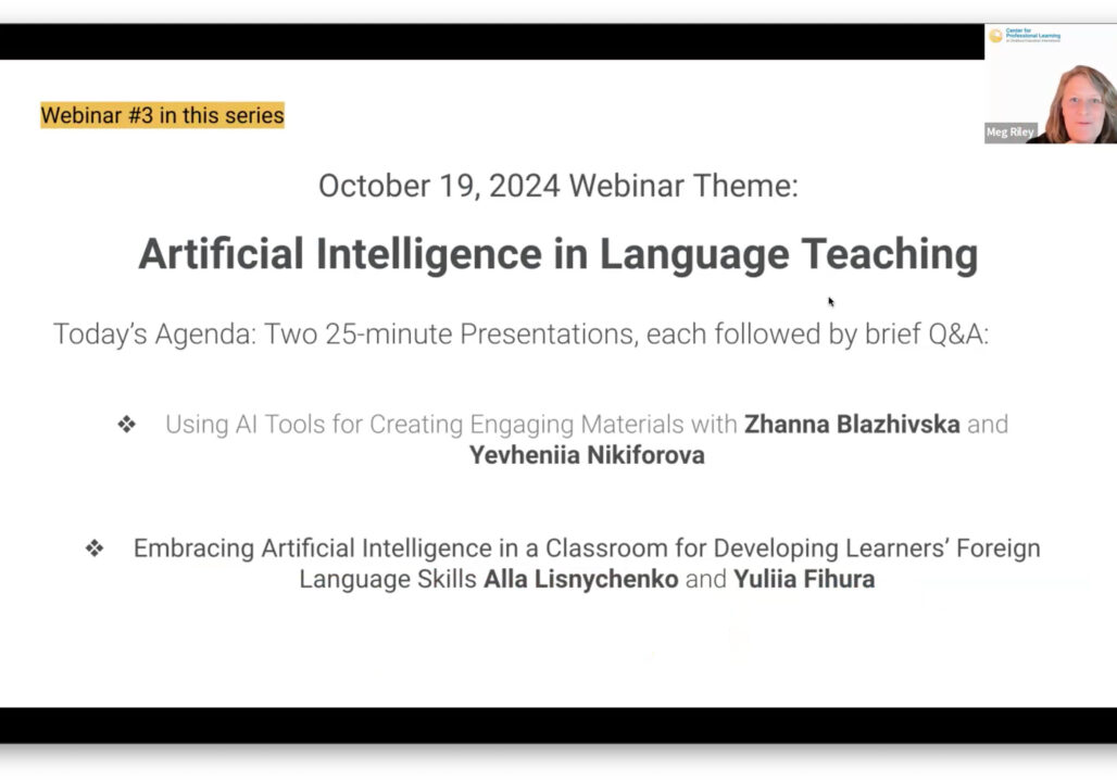 Artificial Intelligence in Language Learning Webinar cover slide