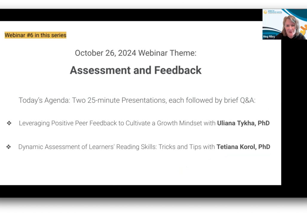 Assessment and Feedback webinar slide