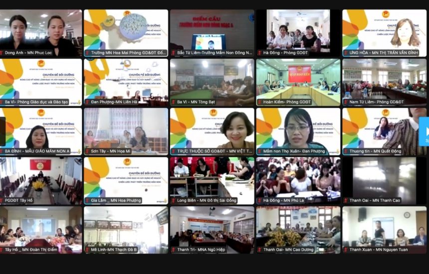 Screenshot of Vietnamese educators attending a virtual training.