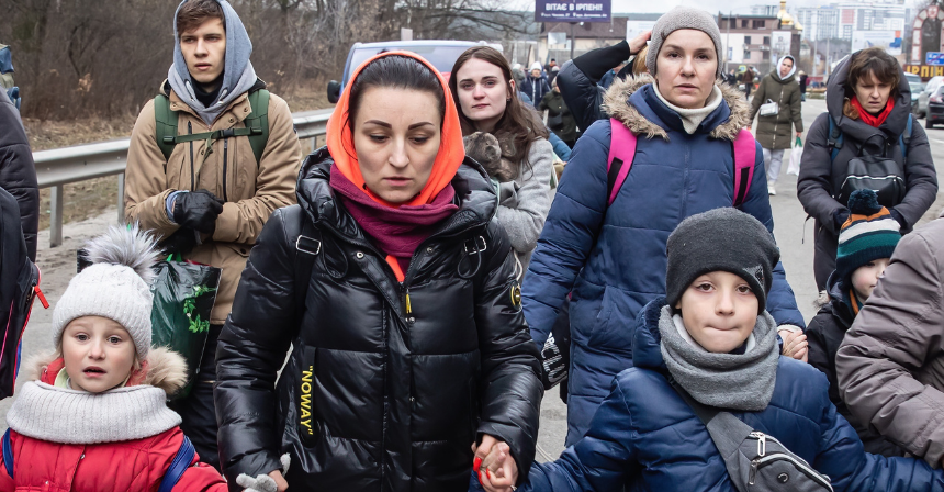 Ukrainian family fleeing violence